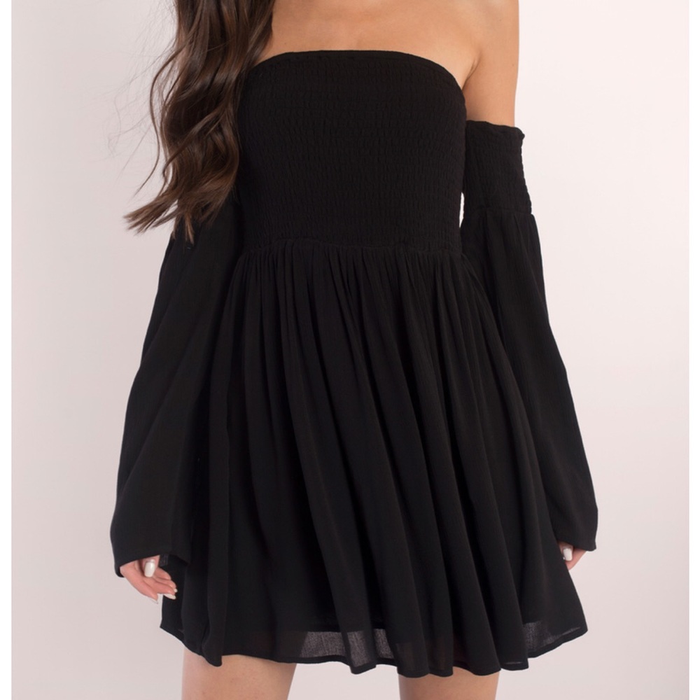 Black TOBI off shoulder skater dress